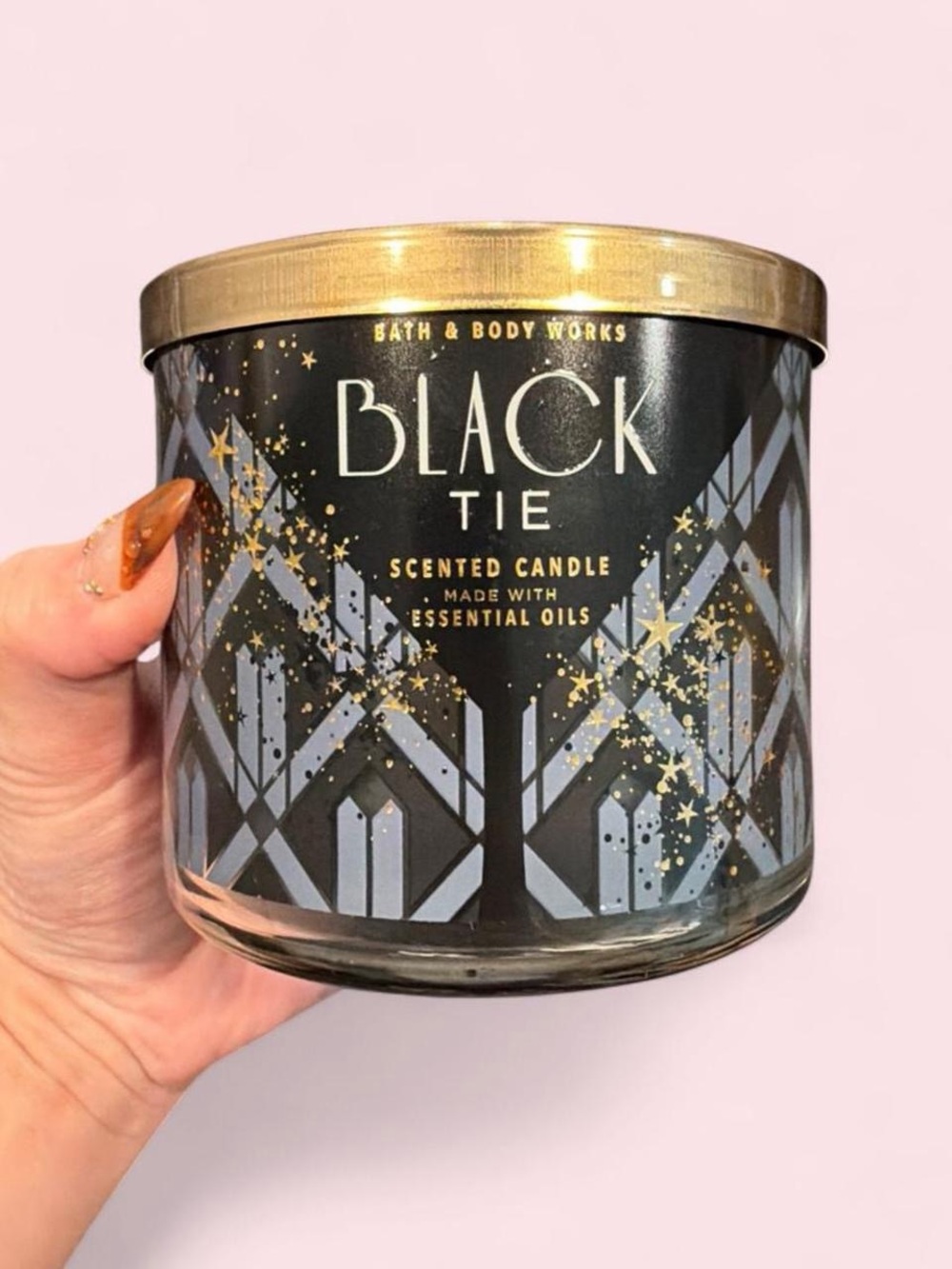 Bath & Body Works Black Tie Candle in Black and Gold